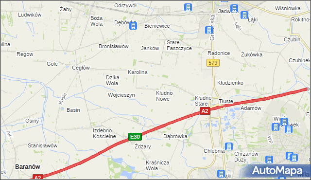 mapa Kłudno Nowe, Kłudno Nowe na mapie Targeo