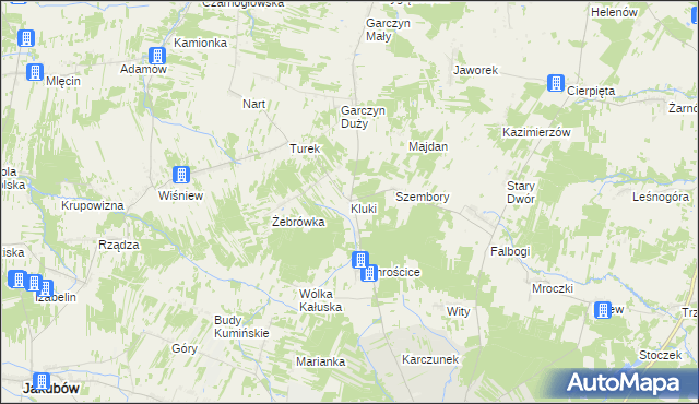 mapa Kluki gmina Kałuszyn, Kluki gmina Kałuszyn na mapie Targeo