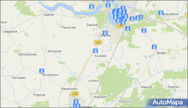 mapa Klukowo gmina Złotów, Klukowo gmina Złotów na mapie Targeo