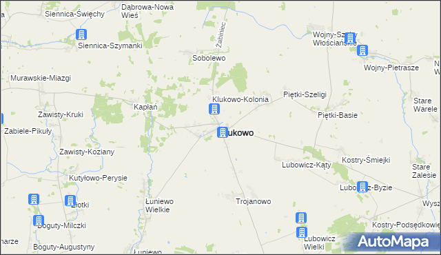 mapa Klukowo powiat wysokomazowiecki, Klukowo powiat wysokomazowiecki na mapie Targeo