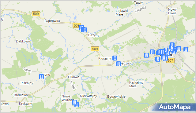 mapa Klusajny, Klusajny na mapie Targeo