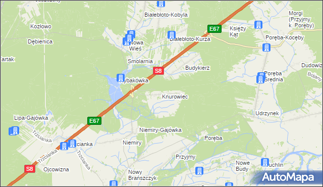 mapa Knurowiec, Knurowiec na mapie Targeo