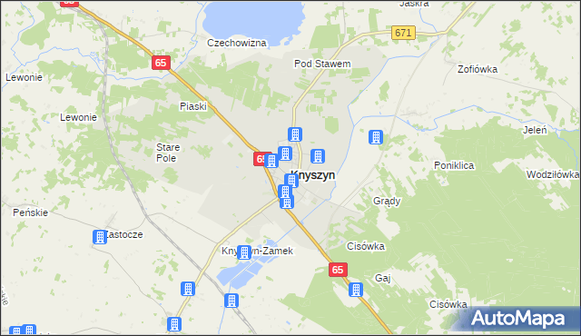 mapa Knyszyn powiat moniecki, Knyszyn powiat moniecki na mapie Targeo