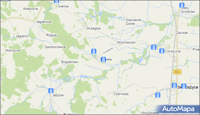 mapa Kobiela gmina Grodków, Kobiela gmina Grodków na mapie Targeo