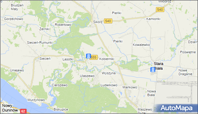 mapa Kobierniki gmina Stara Biała, Kobierniki gmina Stara Biała na mapie Targeo