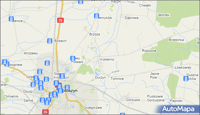 mapa Kobierno gmina Krotoszyn, Kobierno gmina Krotoszyn na mapie Targeo