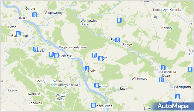 mapa Kobyla gmina Perlejewo, Kobyla gmina Perlejewo na mapie Targeo