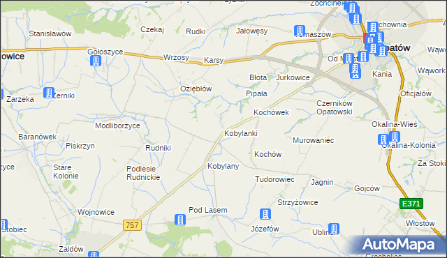 mapa Kobylanki gmina Opatów, Kobylanki gmina Opatów na mapie Targeo