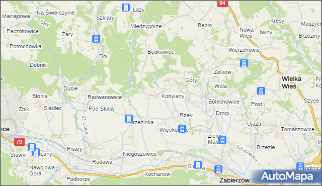 mapa Kobylany gmina Zabierzów, Kobylany gmina Zabierzów na mapie Targeo