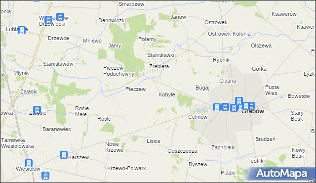 mapa Kobyle gmina Grabów, Kobyle gmina Grabów na mapie Targeo