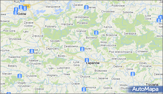 mapa Kobylec gmina Łapanów, Kobylec gmina Łapanów na mapie Targeo