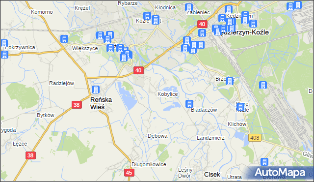 mapa Kobylice gmina Cisek, Kobylice gmina Cisek na mapie Targeo