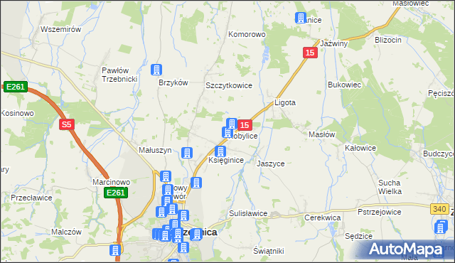 mapa Kobylice gmina Trzebnica, Kobylice gmina Trzebnica na mapie Targeo