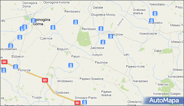 mapa Kobylin gmina Opinogóra Górna, Kobylin gmina Opinogóra Górna na mapie Targeo