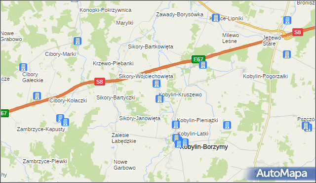 mapa Kobylin-Kruszewo, Kobylin-Kruszewo na mapie Targeo
