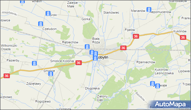 mapa Kobylin powiat krotoszyński, Kobylin powiat krotoszyński na mapie Targeo