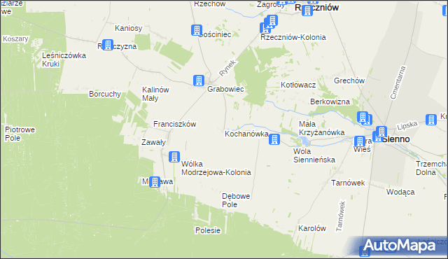 mapa Kochanówka gmina Sienno, Kochanówka gmina Sienno na mapie Targeo