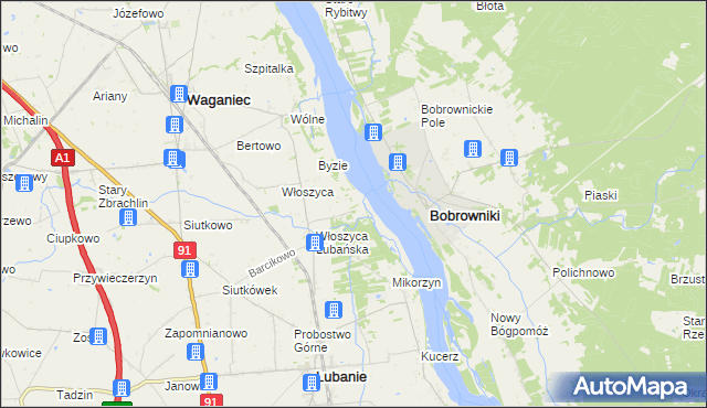 mapa Kocia Górka gmina Lubanie, Kocia Górka gmina Lubanie na mapie Targeo