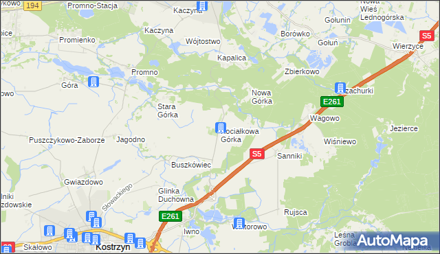 mapa Kociałkowa Górka, Kociałkowa Górka na mapie Targeo