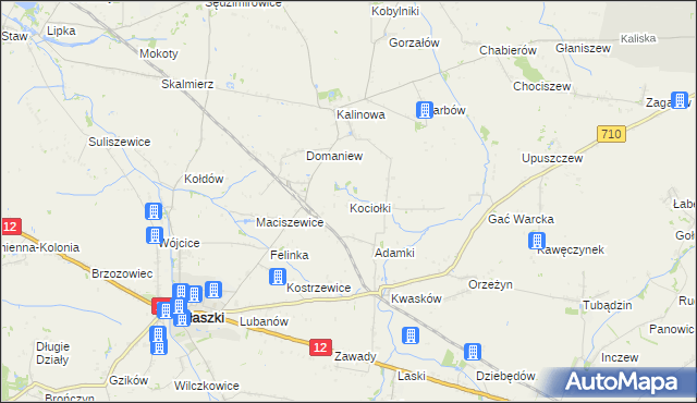 mapa Kociołki gmina Błaszki, Kociołki gmina Błaszki na mapie Targeo