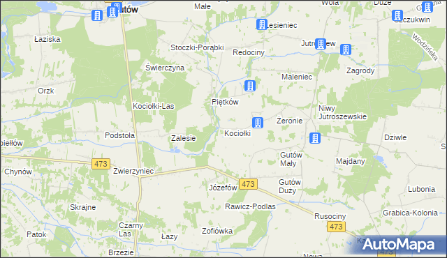 mapa Kociołki gmina Grabica, Kociołki gmina Grabica na mapie Targeo