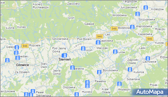 mapa Kocoń, Kocoń na mapie Targeo