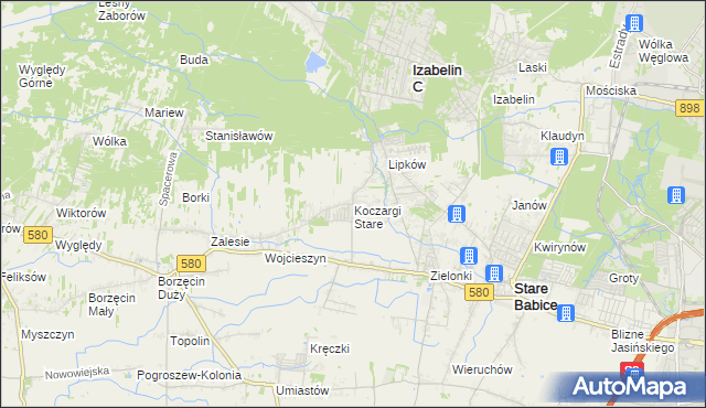 mapa Koczargi Stare, Koczargi Stare na mapie Targeo