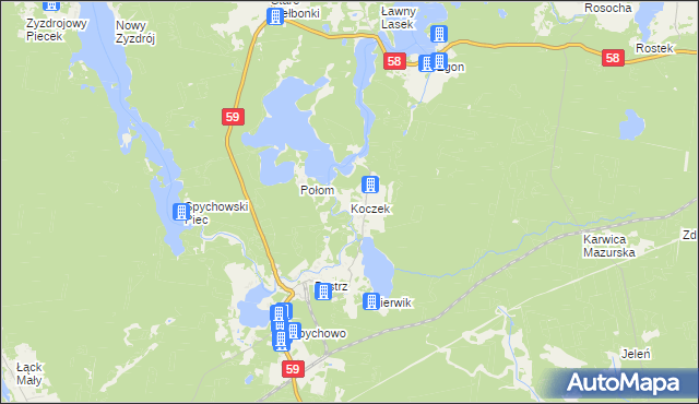 mapa Koczek, Koczek na mapie Targeo