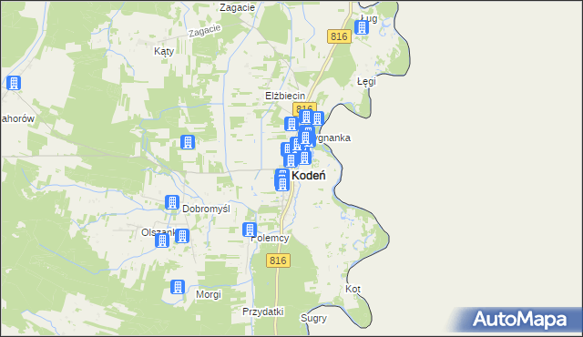 mapa Kodeń, Kodeń na mapie Targeo