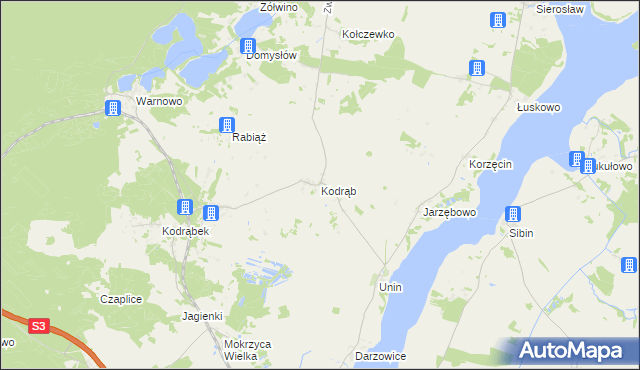 mapa Kodrąb gmina Wolin, Kodrąb gmina Wolin na mapie Targeo