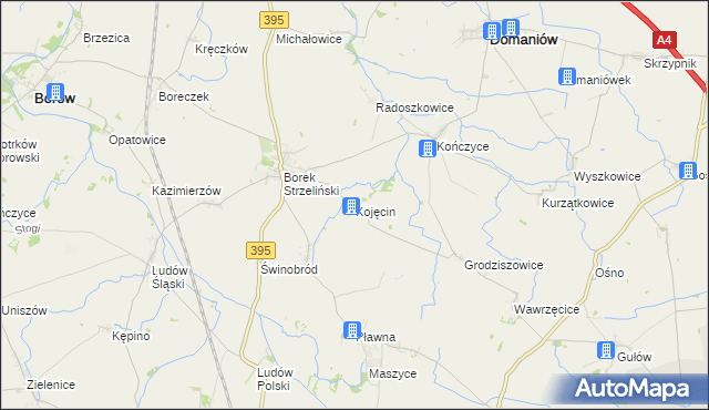 mapa Kojęcin, Kojęcin na mapie Targeo