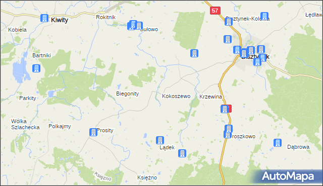mapa Kokoszewo, Kokoszewo na mapie Targeo