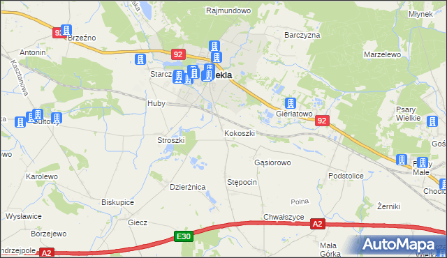 mapa Kokoszki gmina Nekla, Kokoszki gmina Nekla na mapie Targeo