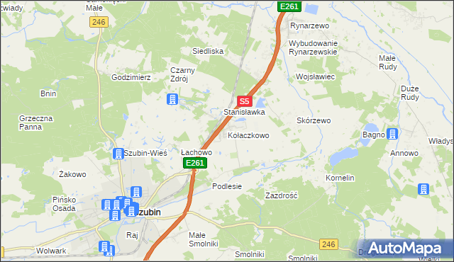 mapa Kołaczkowo gmina Szubin, Kołaczkowo gmina Szubin na mapie Targeo