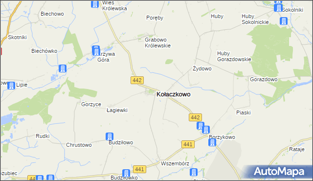 mapa Kołaczkowo powiat wrzesiński, Kołaczkowo powiat wrzesiński na mapie Targeo