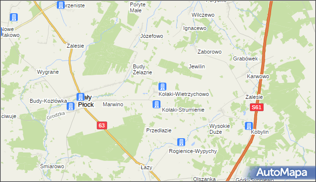 mapa Kołaki-Wietrzychowo, Kołaki-Wietrzychowo na mapie Targeo