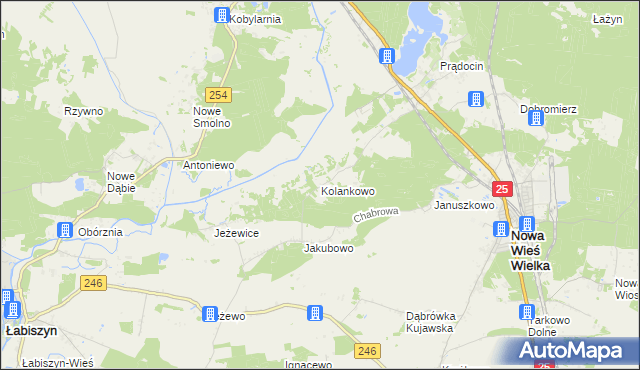 mapa Kolankowo gmina Nowa Wieś Wielka, Kolankowo gmina Nowa Wieś Wielka na mapie Targeo
