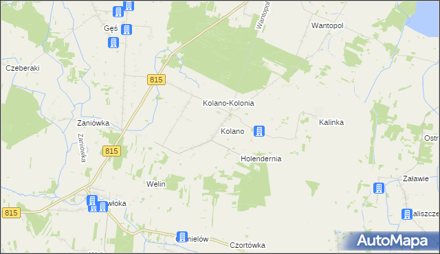 mapa Kolano gmina Jabłoń, Kolano gmina Jabłoń na mapie Targeo