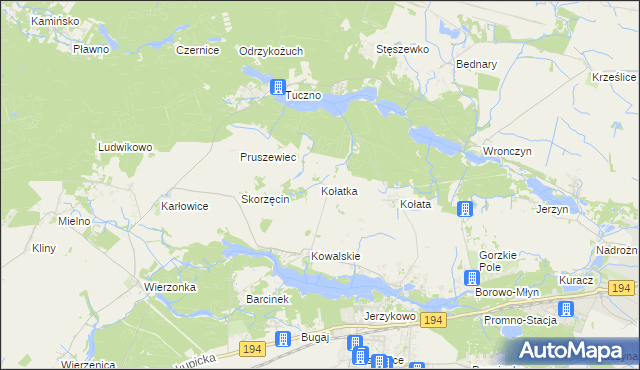 mapa Kołatka gmina Pobiedziska, Kołatka gmina Pobiedziska na mapie Targeo