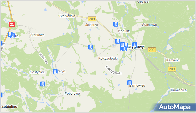 mapa Kołczygłówki, Kołczygłówki na mapie Targeo