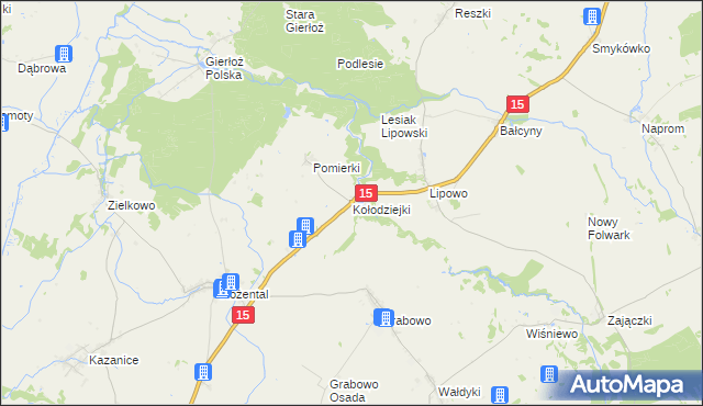 mapa Kołodziejki, Kołodziejki na mapie Targeo