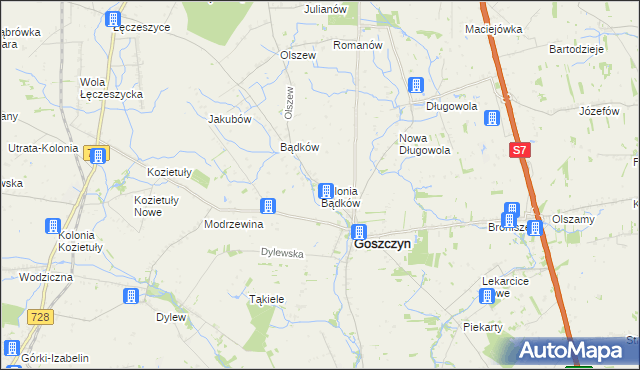 mapa Kolonia Bądków, Kolonia Bądków na mapie Targeo