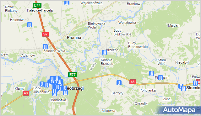 mapa Kolonia Brzeźce, Kolonia Brzeźce na mapie Targeo