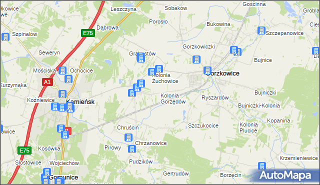 mapa Kolonia Gorzędów, Kolonia Gorzędów na mapie Targeo