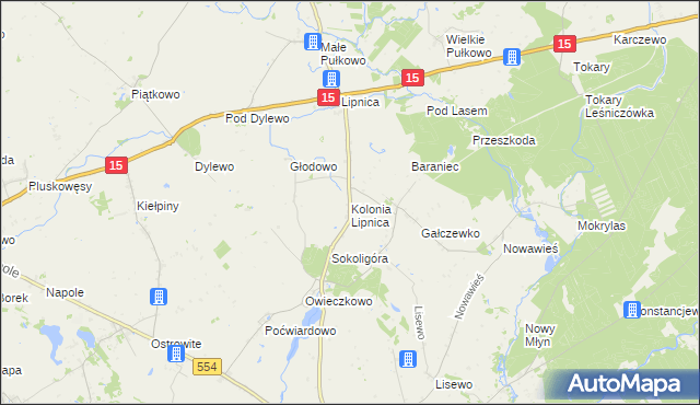 mapa Kolonia Lipnica gmina Golub-Dobrzyń, Kolonia Lipnica gmina Golub-Dobrzyń na mapie Targeo