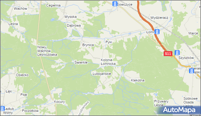 mapa Kolonia Łomnicka, Kolonia Łomnicka na mapie Targeo