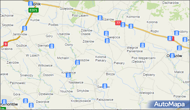 mapa Kolonia Piekary, Kolonia Piekary na mapie Targeo