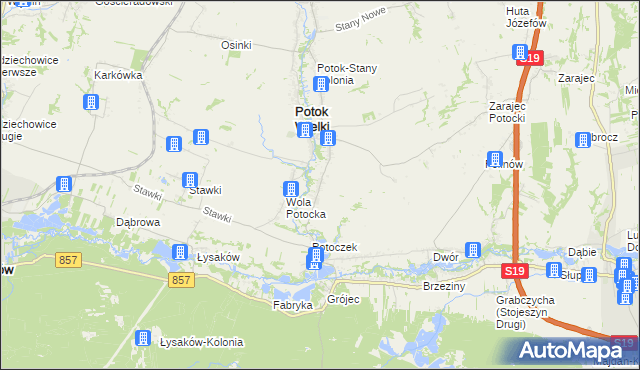 mapa Kolonia Potok Wielki, Kolonia Potok Wielki na mapie Targeo