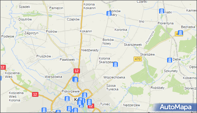 mapa Kolonia Skarszewek, Kolonia Skarszewek na mapie Targeo