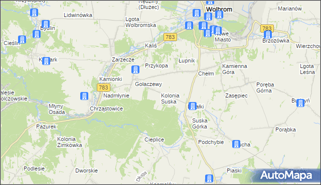 mapa Kolonia Suska, Kolonia Suska na mapie Targeo